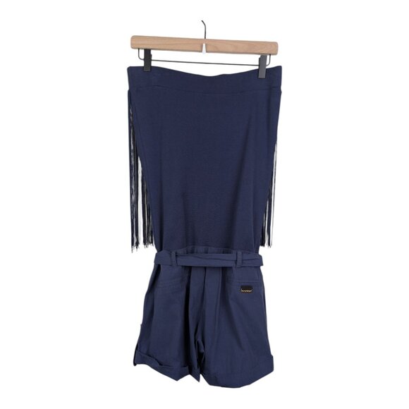 Vintage Y2K 2000s Rocawear Fringe Romper | Navy Blue | Large - Picture 3 of 12